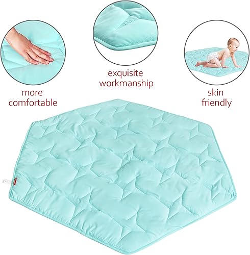 Miniatura 4 de Alfombra de juego hexagonal antideslizante azul para regalo adecuado para corralito de seis paneles y corralito Summer Pop n Play portátil alfombra