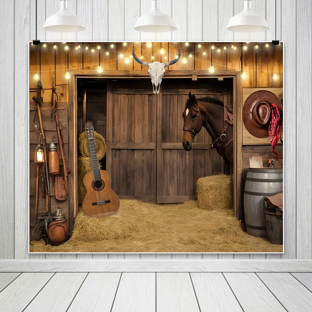 2,4 x 1,8 m sfondo rustico occidentale per feste cowboy occidentali decorazione per feste in legno fienile casa sfondo foto per decorazioni rodeo selvaggio West, forniture per feste di