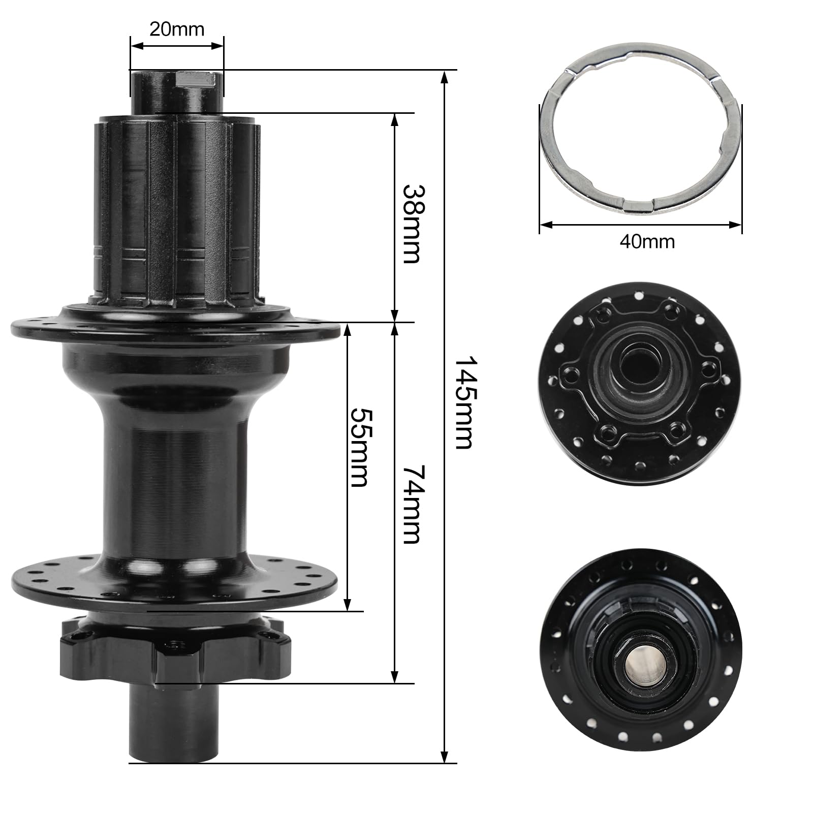 DH970TR 11 piasta tylnego koła prędkości do 6-śrubowego hamulca tarczowego, cztery łożyska, 14G * 32H kaseta Freehub, oś 12x142mm, czarna