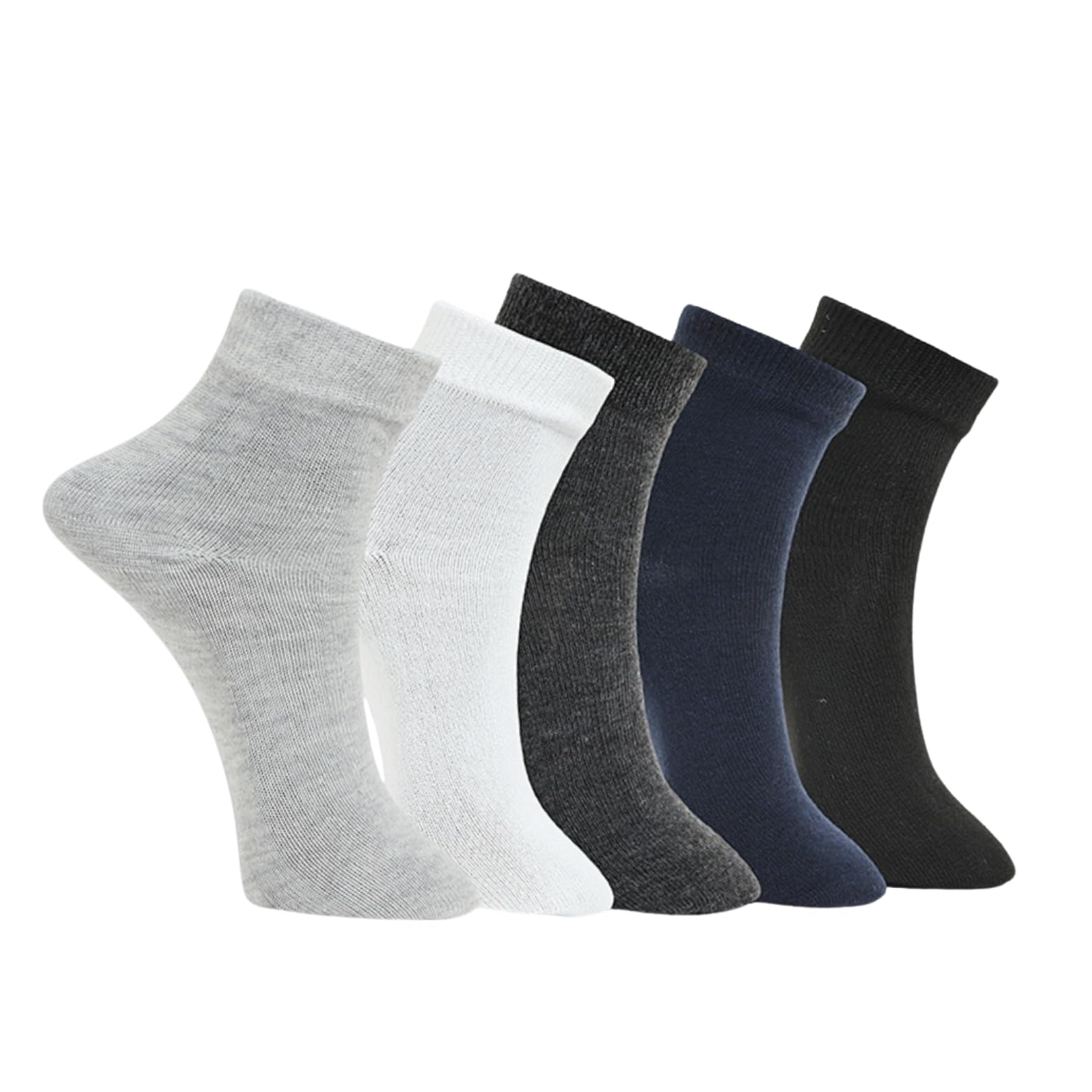 mje Classic Cotton Ankle Socks, Pack of 5, Multi-Colour (Light Grey, Dark Grey, Navy, White, Black)-picture-20