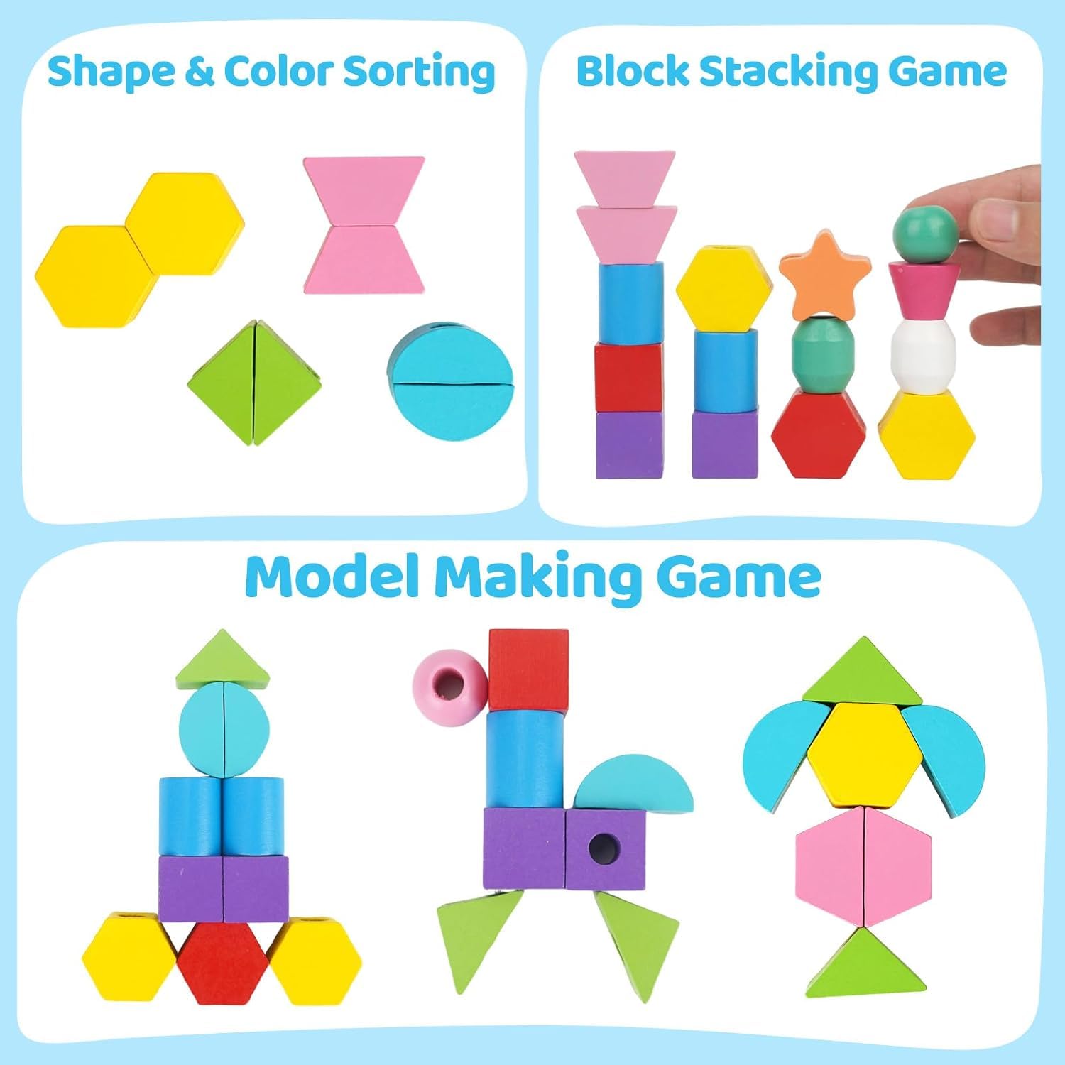 Royouzi Montessori Jouet à Partir de 2-5 Ans, en Bois, Jeu de Tri pour Garçon et Fille, Motrice Éducatif, Cadeau