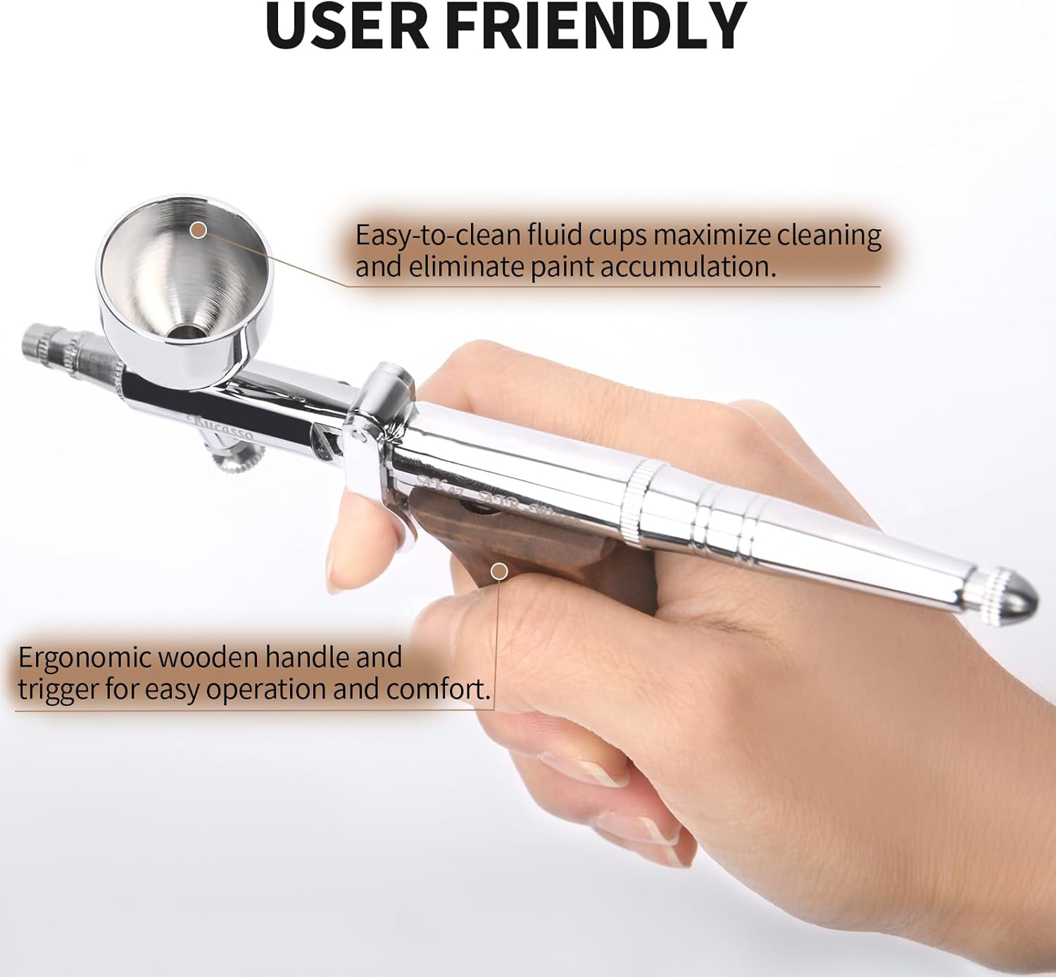 Bucasso Airbrush Kit, Air Brush Spray Gun with 0.3mm/0.5mm/0.8mm Needles/Nozzle Sets, 3cc/7cc/11cc Replaceable Fluid Cup for Painting Model Nails Cake Tattoo Makeup