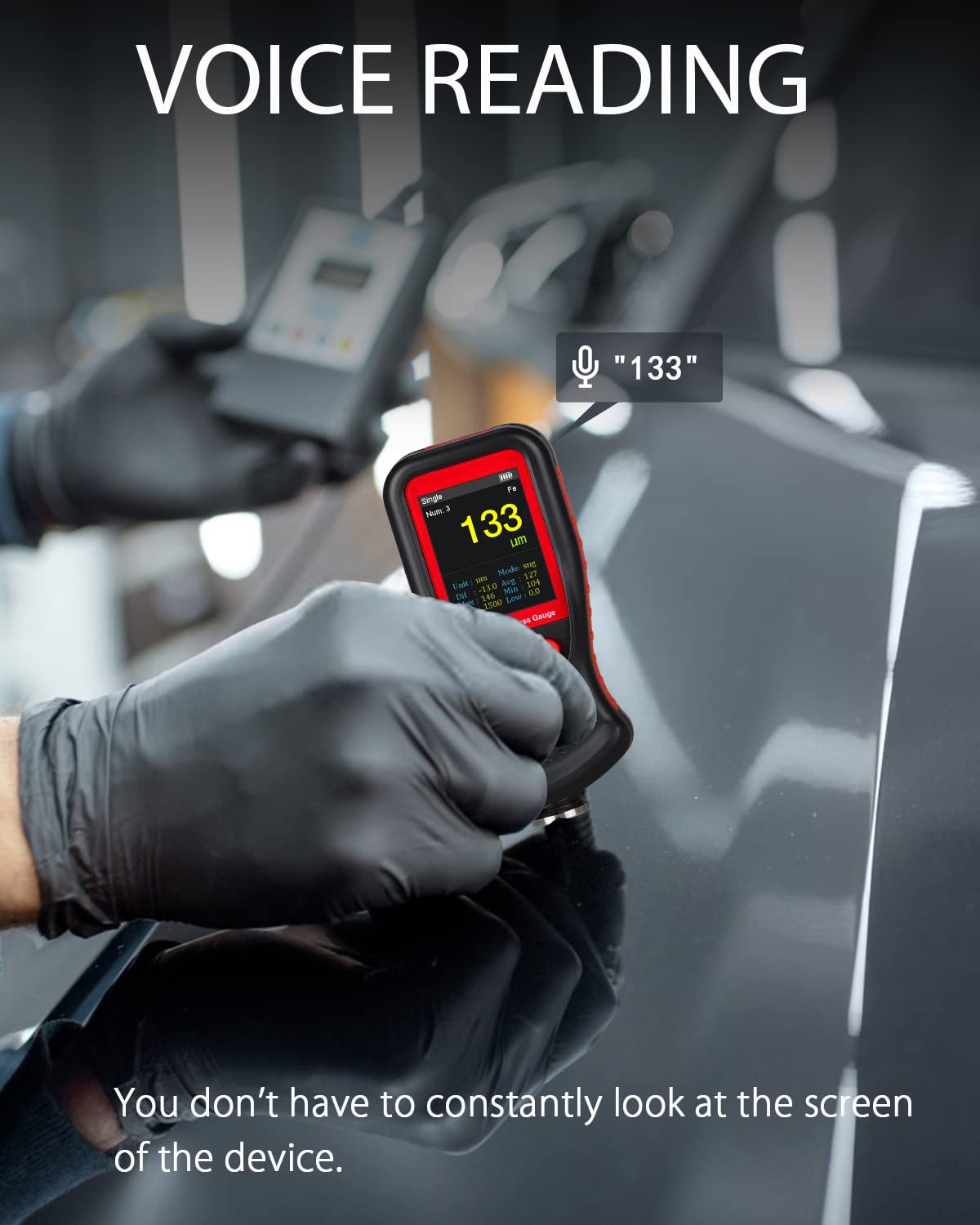 Wintact Medidor de espesor de revestimiento, probador de pintura, detector de daños en la carrocería del automóvil con registro de datos de 1500 grupos, gráfico de tendencias y alarma
