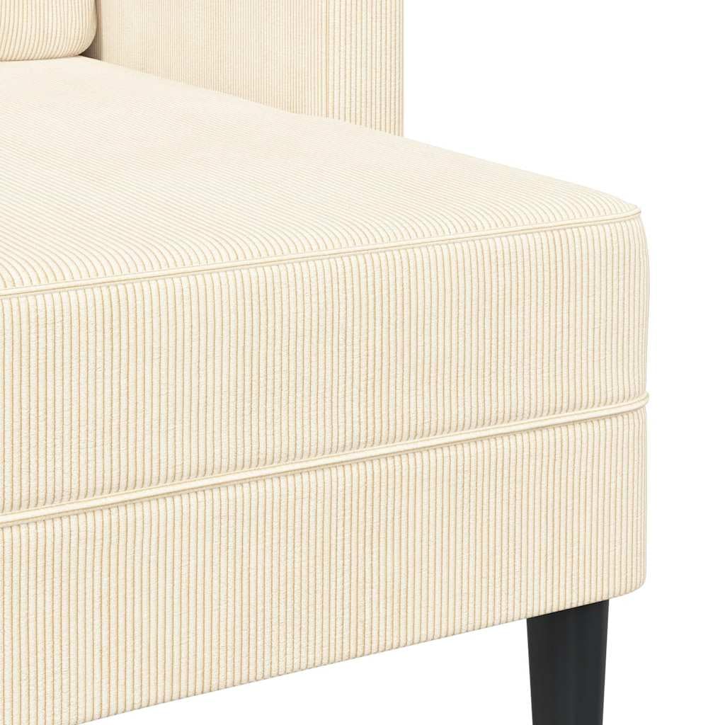 vidaXL Sofá de 2 plazas con Chaise Longue en Forma de L Crema 125cm, sofá de 2 plazas para Dormitorio, sofá de Dos plazas, sofá de Dos plazas