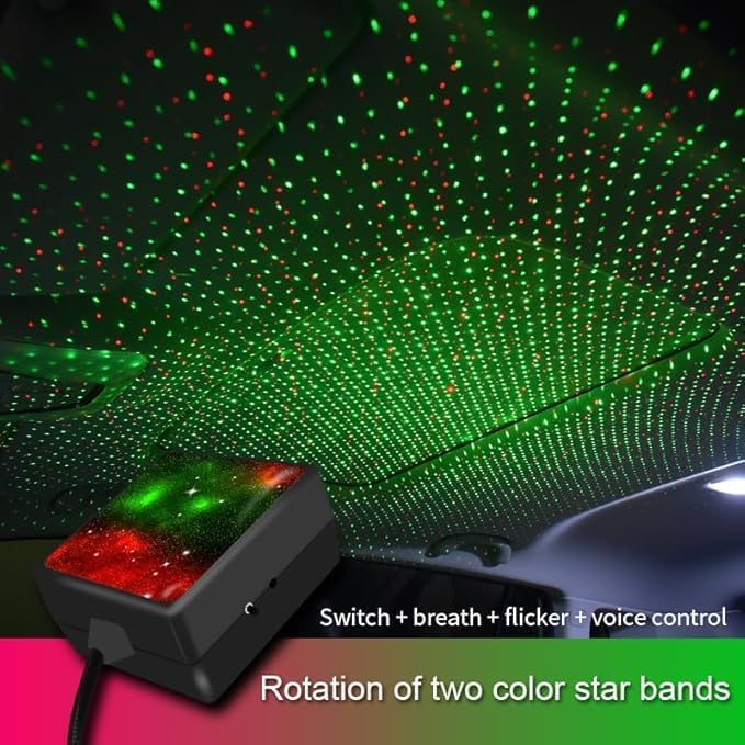 Proyector de estrellas USB rojo para decoración de techo de coche LED compacto 2