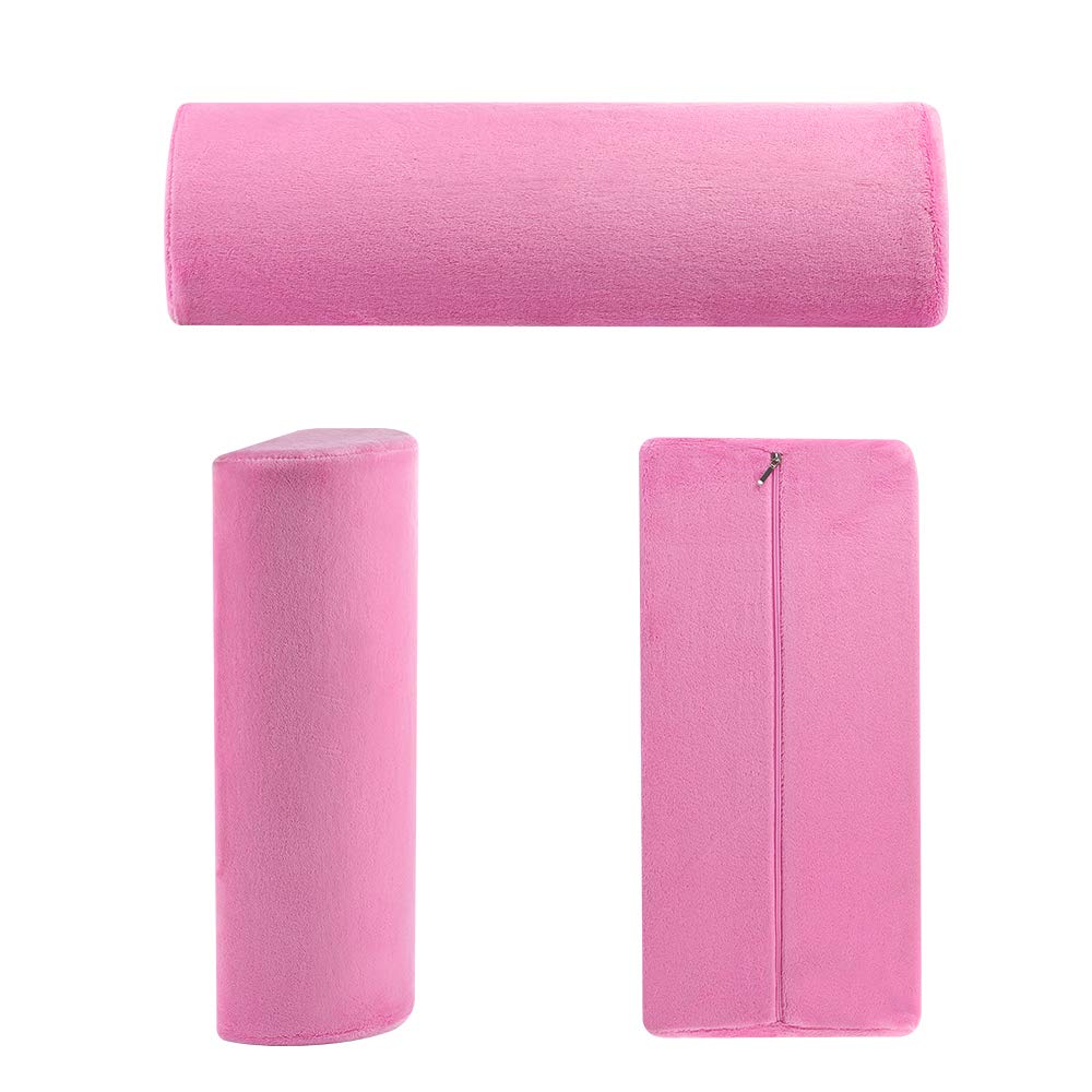 Almohada de espuma viscoelástica Skyzonal, media luna, para el cuello de la espalda, lumbar, columna vertebral, rodilla, alivio del dolor, apoyo de almohada 19.68 x 8.26 x 4.72 pulgadas (rosa)