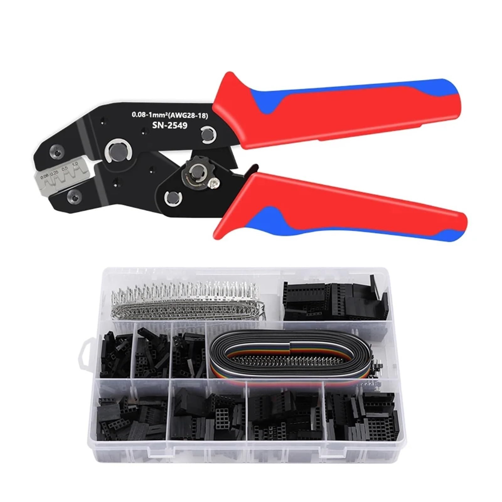 Ratcheting Crimping Plier for PH2.0/XH2.54/2..8/3.0/3.96/4.8/KF2510/JST Terminal Connectors Crimper Tool 2549(SN-2549 1550pcs)