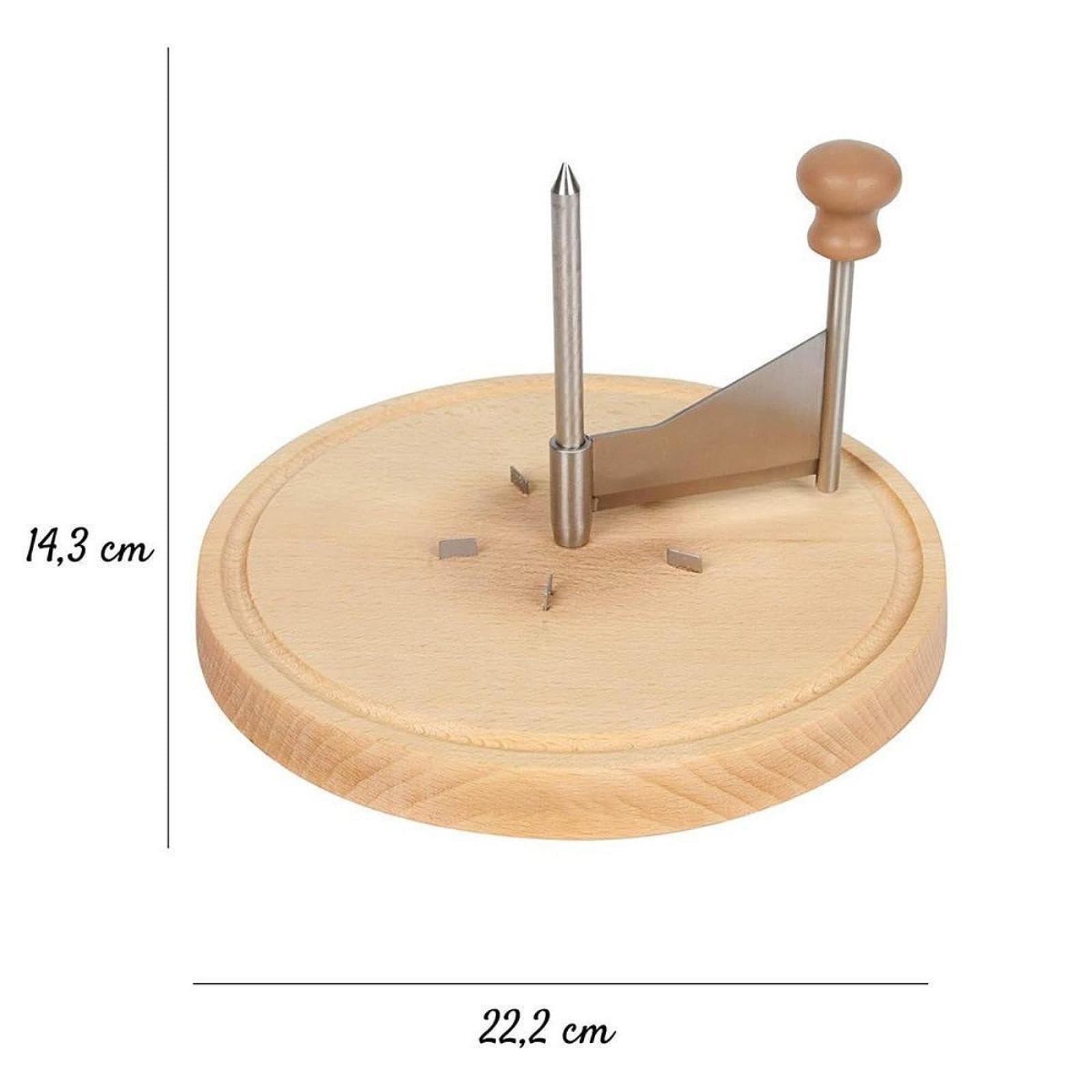 Rallador de Queso Curler con Base de Madera y de Acero Inoxidable Multifunción para Cortar y Rallar Queso Chocolate Incluye Cubierta, Rizador de Queso, Individual
