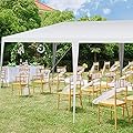 Tangkula 10 x 20 Feet Canopy Tent, Waterproof Wedding Canopy with Wind Rope, Outdoor Shelter Pavilion for Parties, Commercial Activity, Camping, Heavy Duty White Party Tent for Family Friends