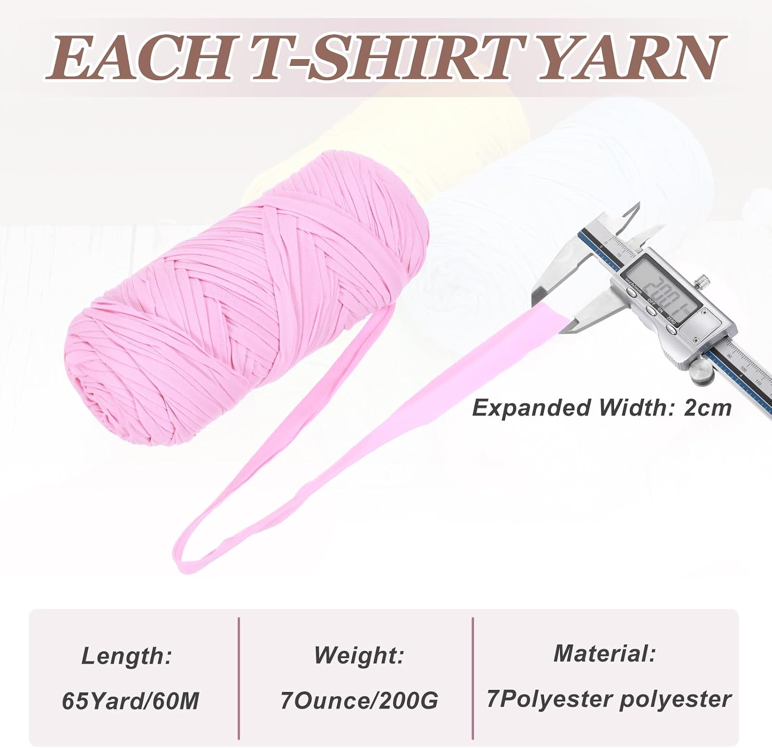 PATIKIL T-Shirt Yarn for Crocheting with 1 Crochet Hook, 2 Pack 400g/130 Yards Soft High Elastic Knitting Yarn for Beginner Crochet Bag/Basket/Home Decor(Pink) image 2