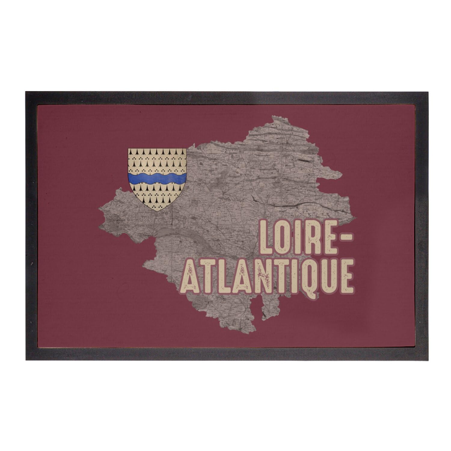Paillasson Nantes rouge tapis entrée Loire Atlantique 44 carte ancienne rare 75x50