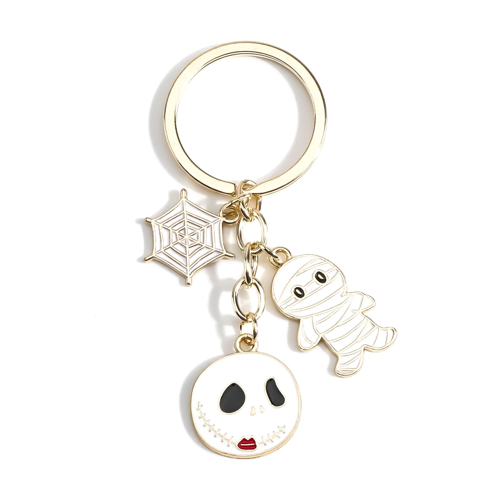 Gallkeat Halloween Schlüsselanhänger Goth Keychain mit Totenkopf Fledermaus Spinne Geist Y2K Taschen Anhänger unk Accessoires Halloween Geschenk