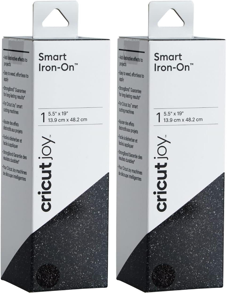 Cricut Joy Smart Glitter Iron On - Black, 2-Pack (5.5"x19" Rolls) - HTV Heat Transfer Vinyl, Compatible with Cricut Joy Machine