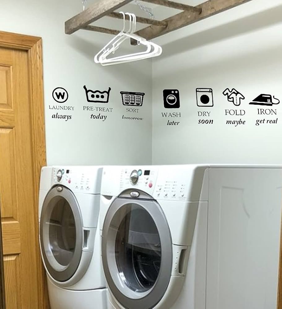 Adesivo Da Parete Per Lavanderia - Decorazione Con Bolle E Vestiti, 58x40 Cm - Foto 4
