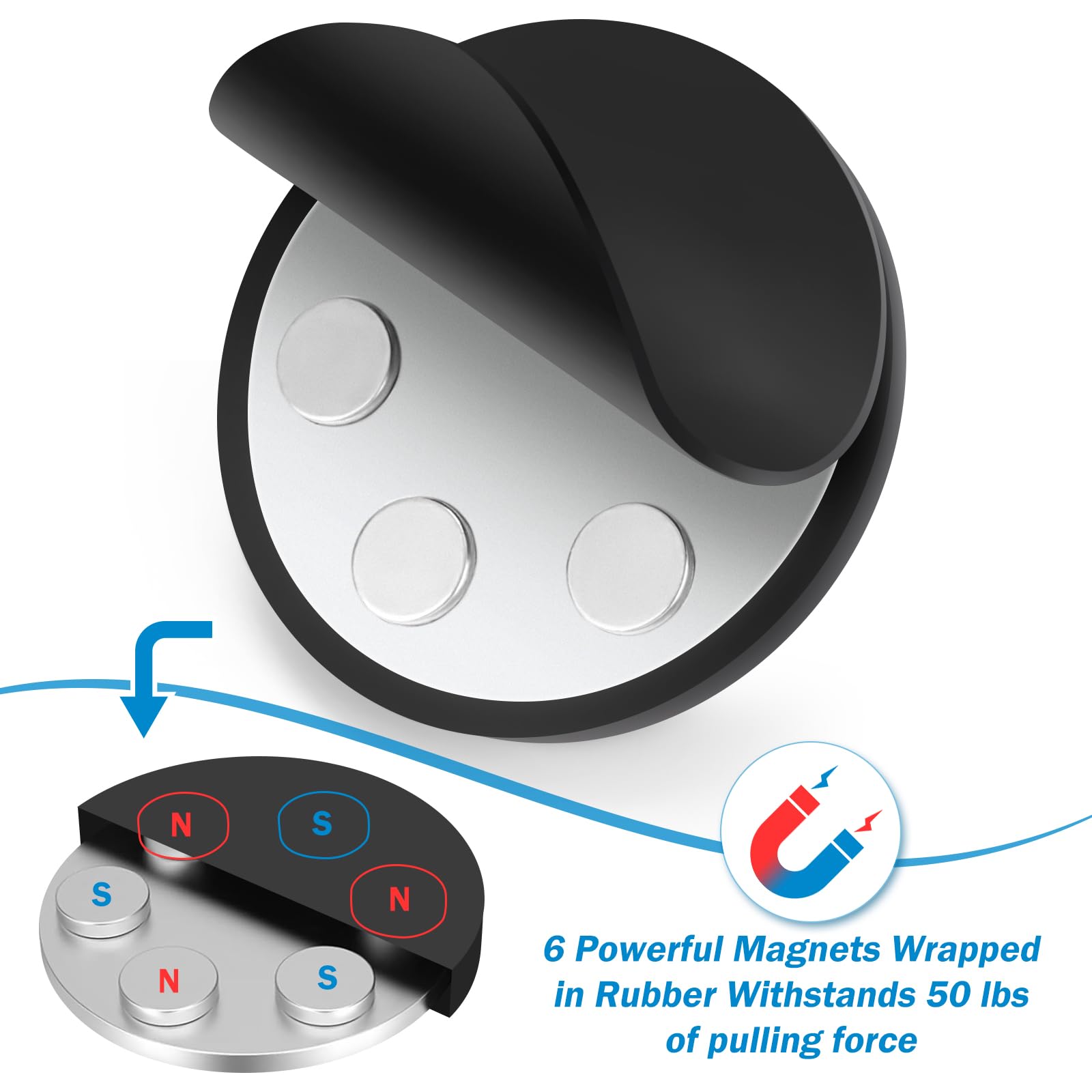 Paquete de 2 portavasos magnéticos, SUS 304 de acero inoxidable magnético, soporte magnético para bebidas para tractor, cortacésped, autobús escolar, refrigerador, portavasos vertical u horizontal 3
