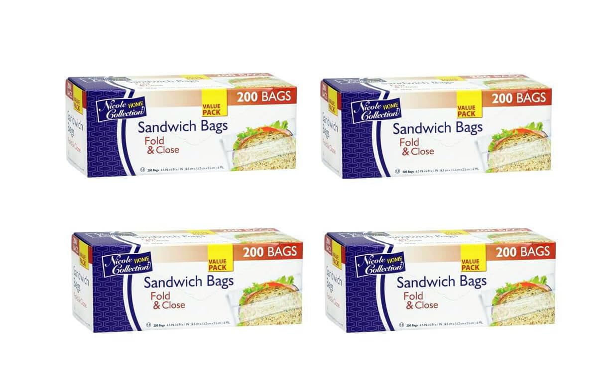 Nicole Home Collection - Premium Clear Plastic Flip-Top Sandwich Containers - 6.5" x 6" (200 Pack) - Perfect for Lunches, Picnics & Meal Prep (4)