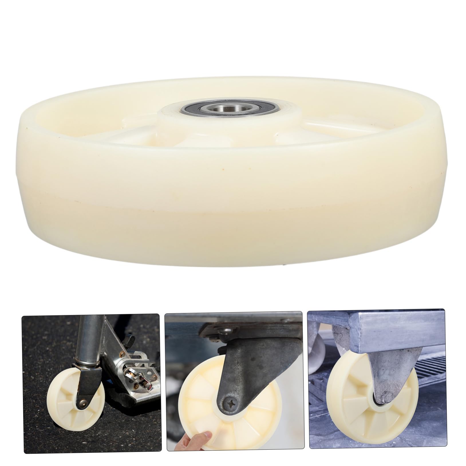 Auslaufrollen für Hubwagen aus Nylon 200x50 Mm mit 47mm Achse und Kugellager für Lager und Logistikzentren Inklusive Drehfunktion und Sanfter Rotation