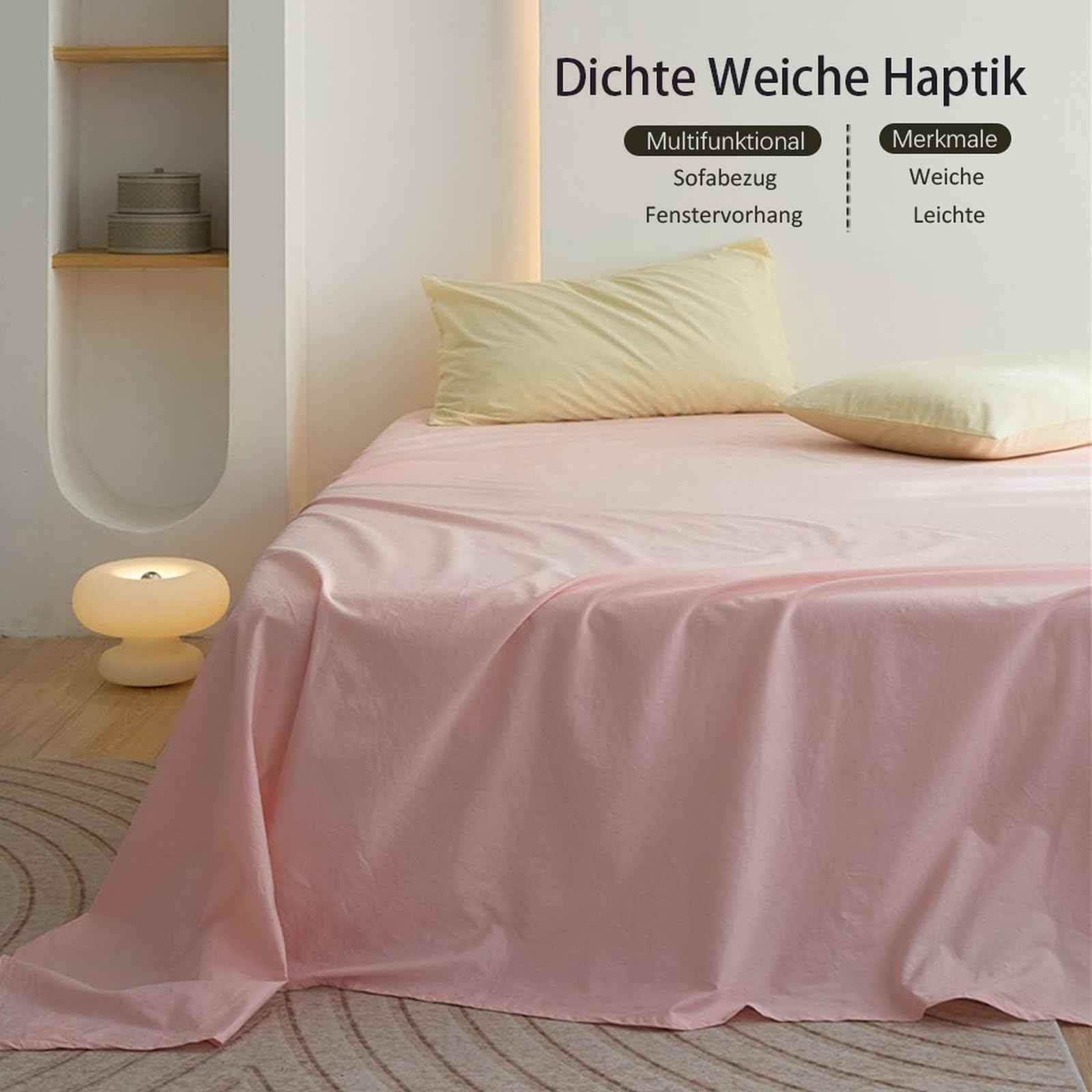 Bettlaken 200 x 230cm Leintuch ohne Gummizug Hellgelb