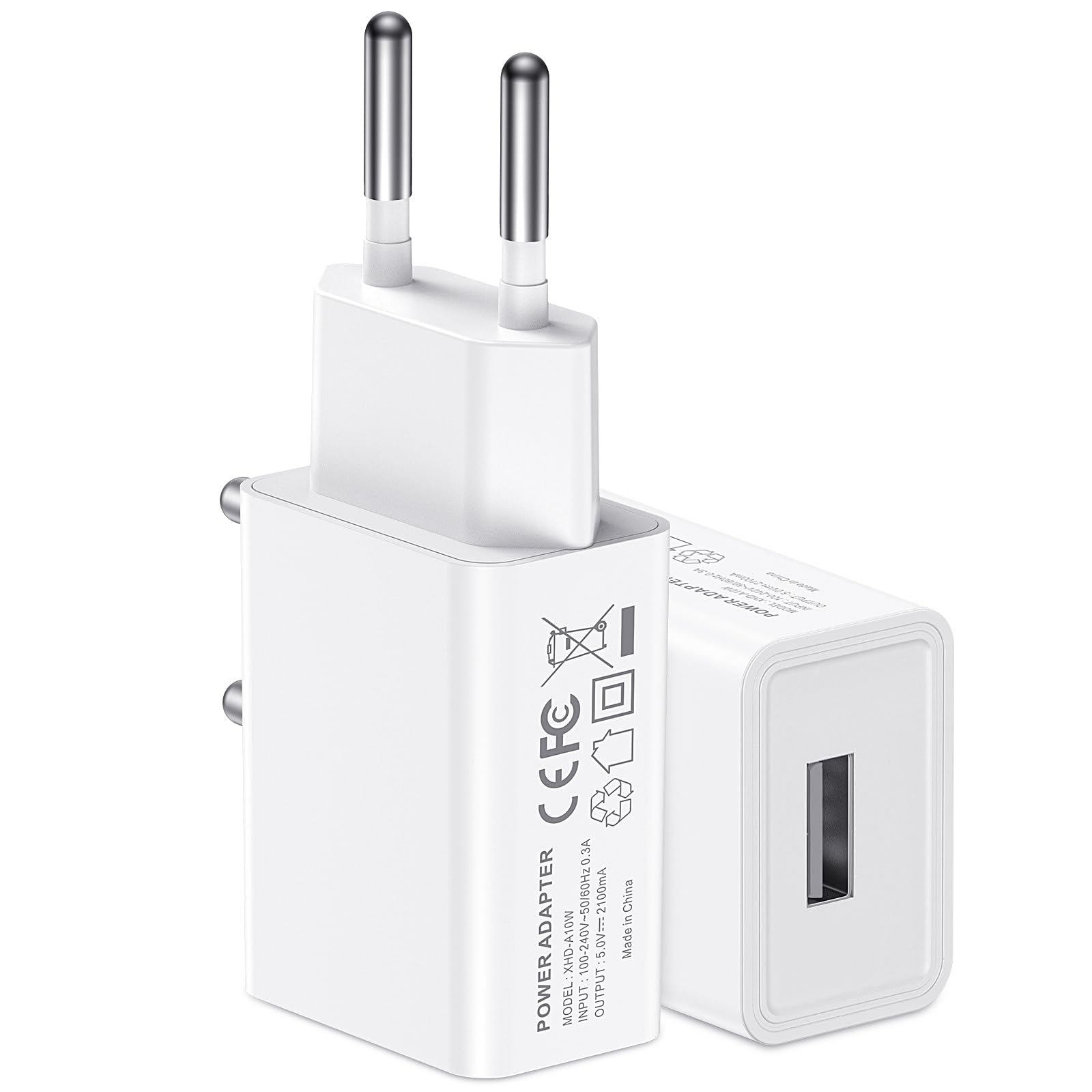 USB Ladegerät, 2er Pack USB Netzteil 5V 2A Stecker Netzstecker, 10W Steckdosenadapter Adapter Kompatibel mit iPhone, iPad, Samsung Galaxy, Google, Huawei, Tablet, Laptop, Projektor, Monitor, Handy