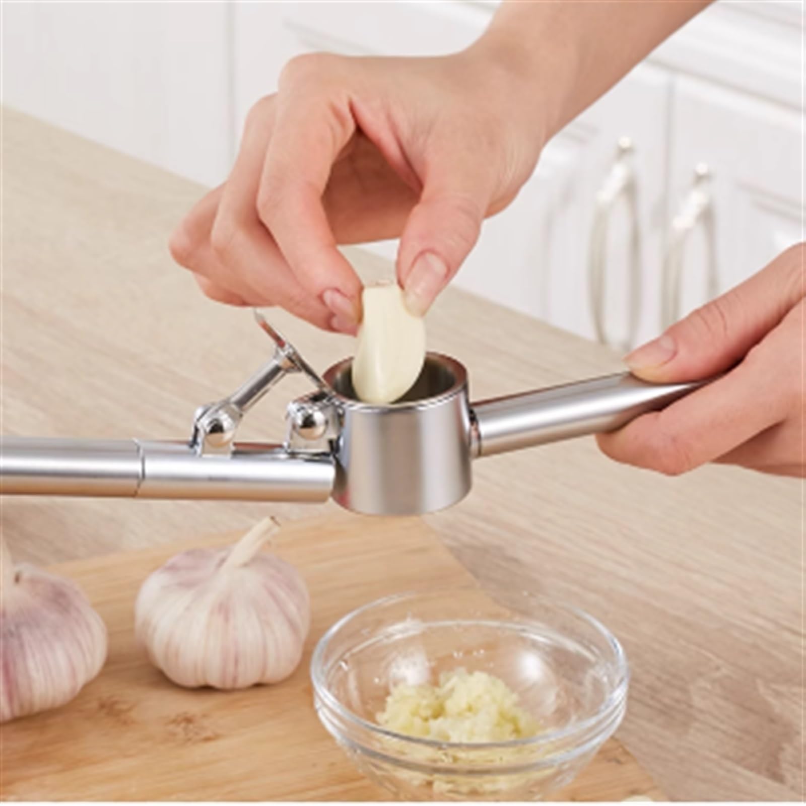 Prensa para ajos, Pelador de ajos, trituradora fácil apretar, manual portátil, apto for lavavajillas, herramienta cocina inoxidable(19.7cm)