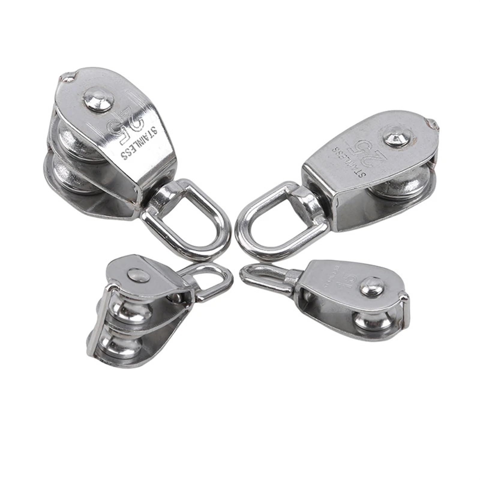 Polea de una sola polea, Rueda de remolque de alambre, 1 pieza, polea de acero inoxidable M15/M25, juego de poleas de elevación giratorias de una o dos ruedas, herramientas for ruedas de elevación, po