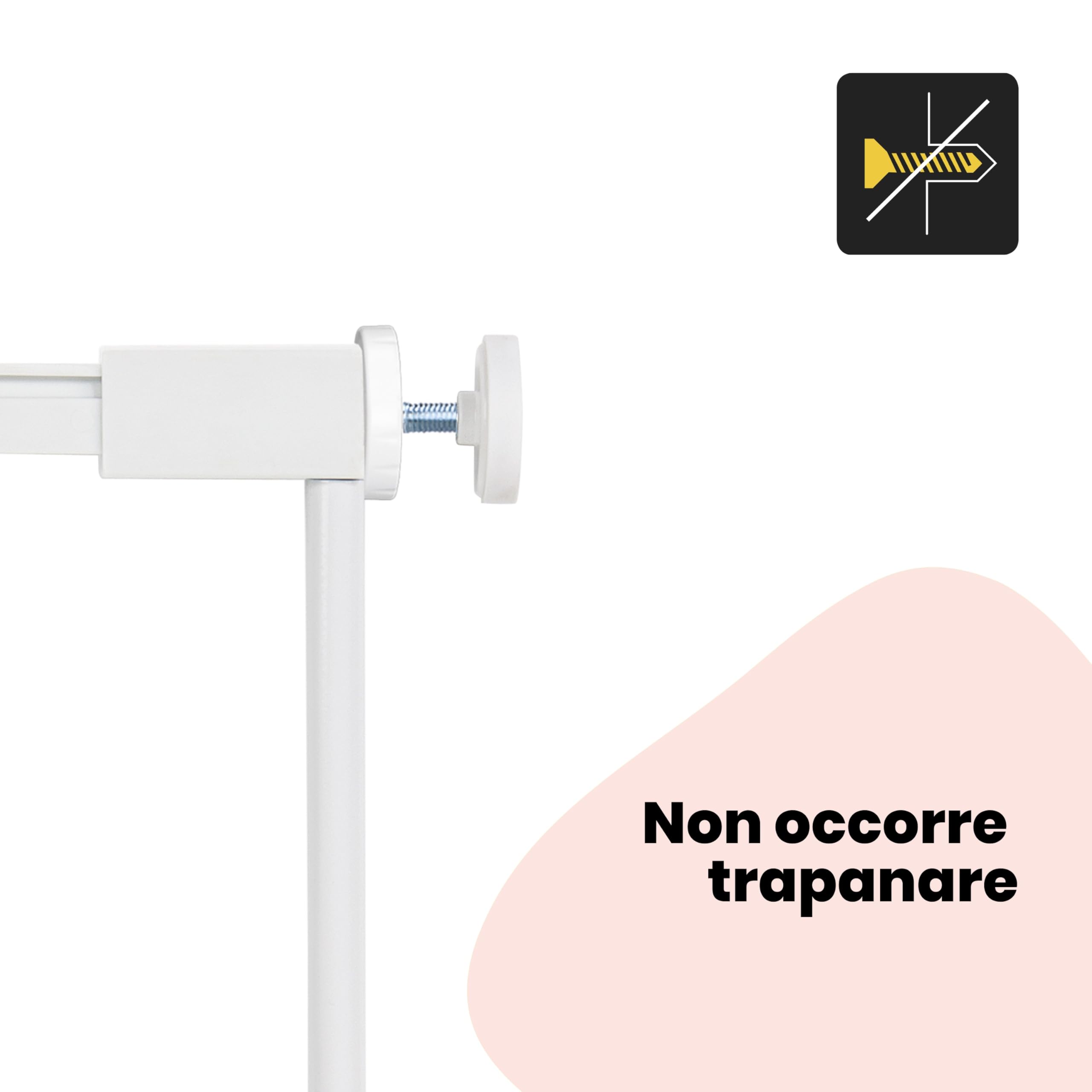 Safety 1st Estensione del cancello da 28 cm per cancelli per bambini con chiusura facile e automatica, estensione per cancelli delle scale, da sei mesi a due anni, bianco metallizzato