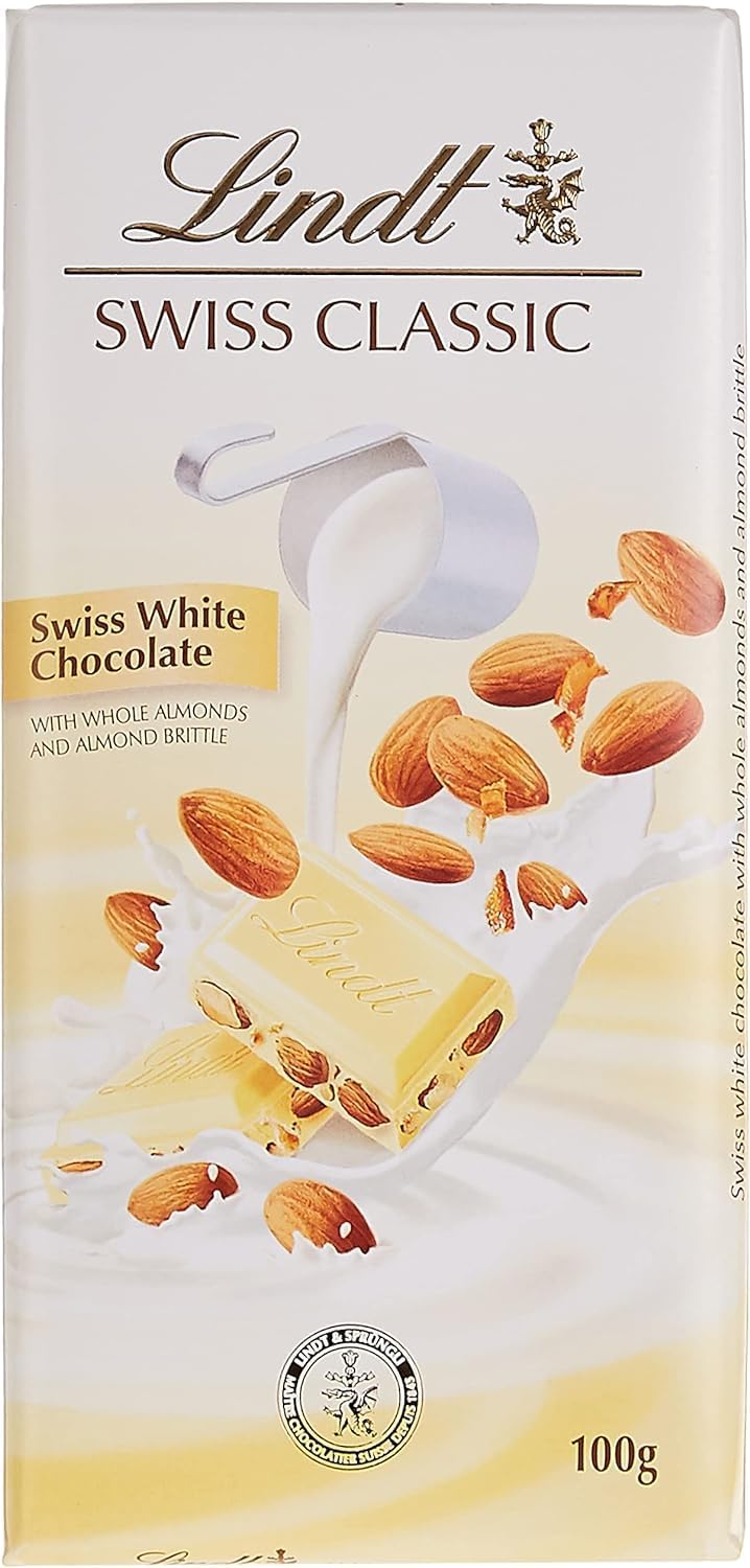 Lindts Swiss Classic White Chocolate With Whole Almond And Brittle 100gm Bar (B0DDVM1FZV) Amazon Price History, Amazon Price Tracker