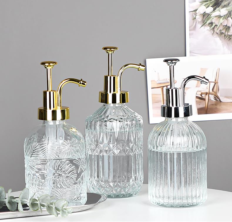 Glass Pump Soap Dispenser Kitchen Hand Soap Dispenser Sour Cream Dispenser Rustproof Stainless Steel Pump Dispenser for Kitchen Bathroom (Silver Bar)