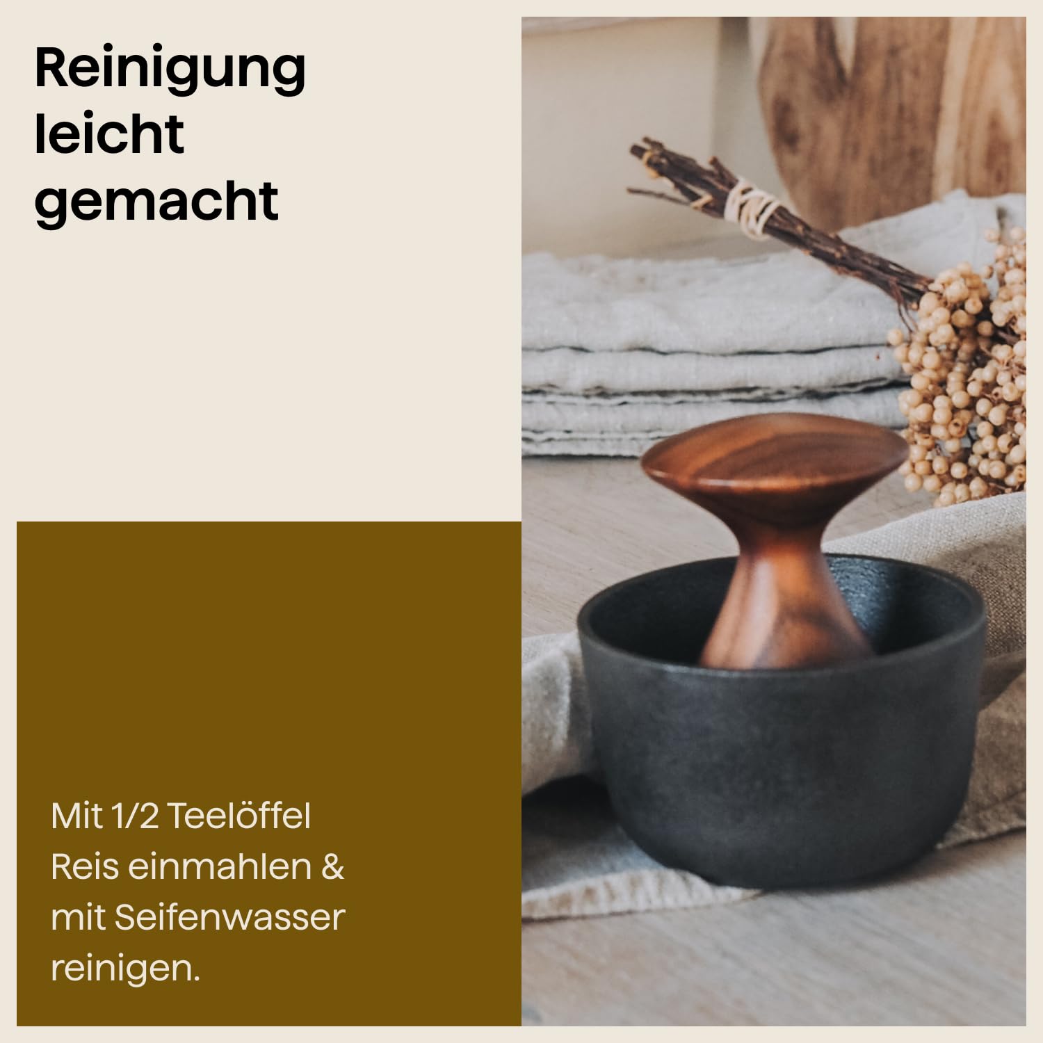 Crushgrind Kiruna Mörser mit Stößel | Gewürzmörser aus hochwertigem Gusseisen und Akazienholz | Zum Zerkleinern von trockenen Gewürzen und Kräutern | Gewürzmörser zum Zerkleinern trockener Gewürze und Kräuter - Aus hochwertigen Materialien