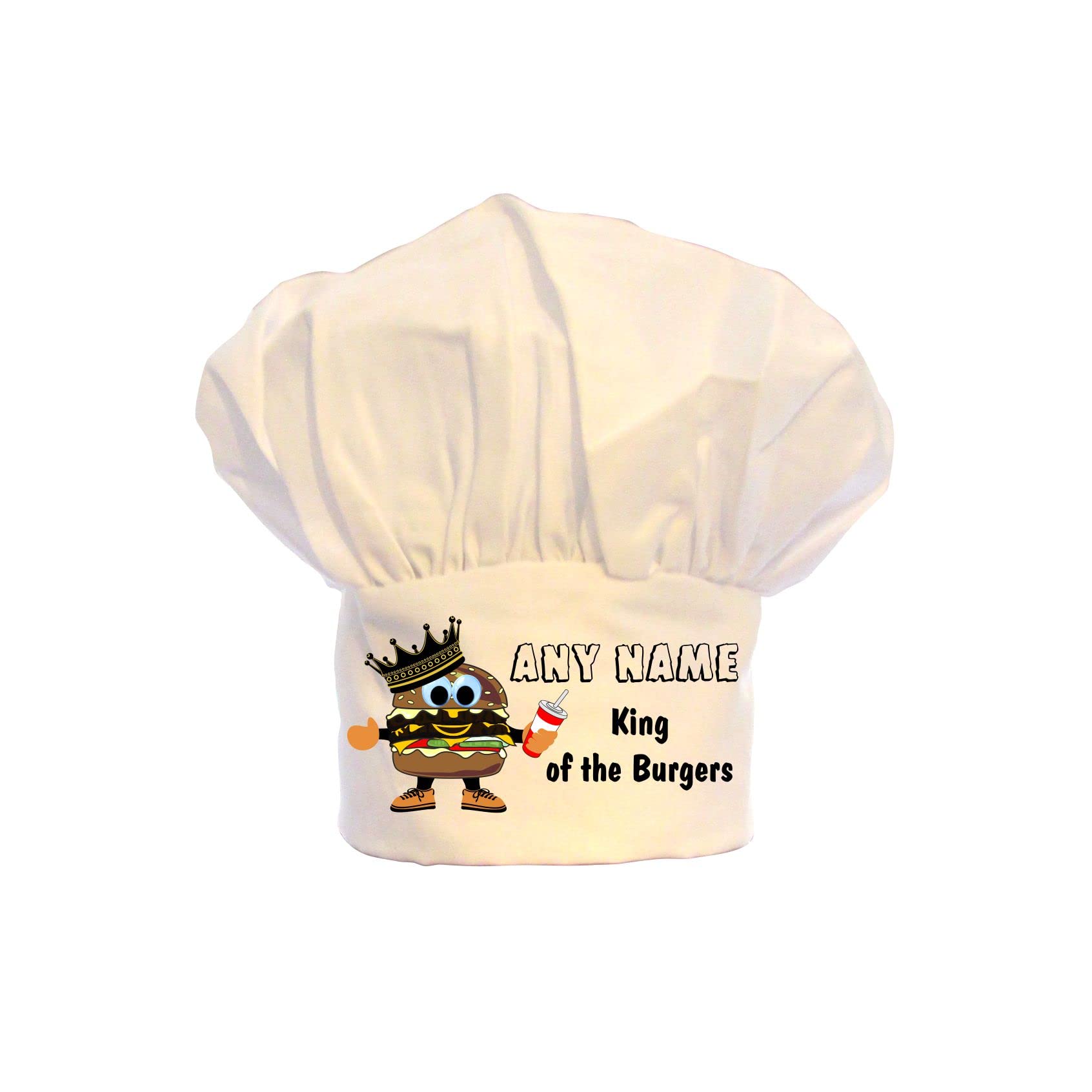 NJMPERSONALISED King of the Burgers Print ADULTS CHEFS HAT