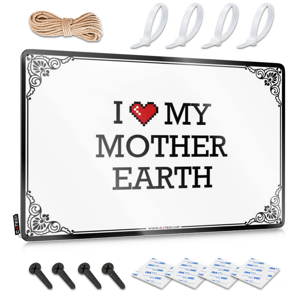 Fzfn Men's Colour Accessories Waterproof Wall Signs | I Love My Mother Earth Humor Decorative Wall Art Ready To Hang For Longhorn(30X40cm)