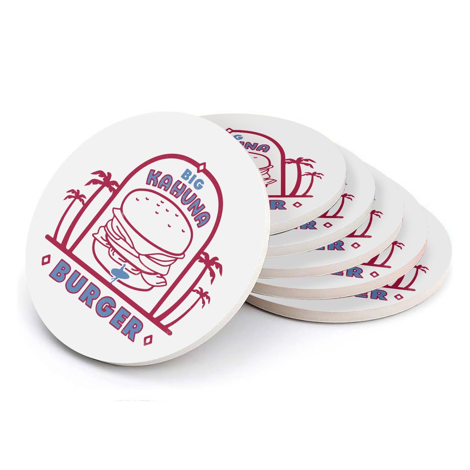 Sous verre ronds en céramique Big Kahuna Burger anti-tache pour table basse