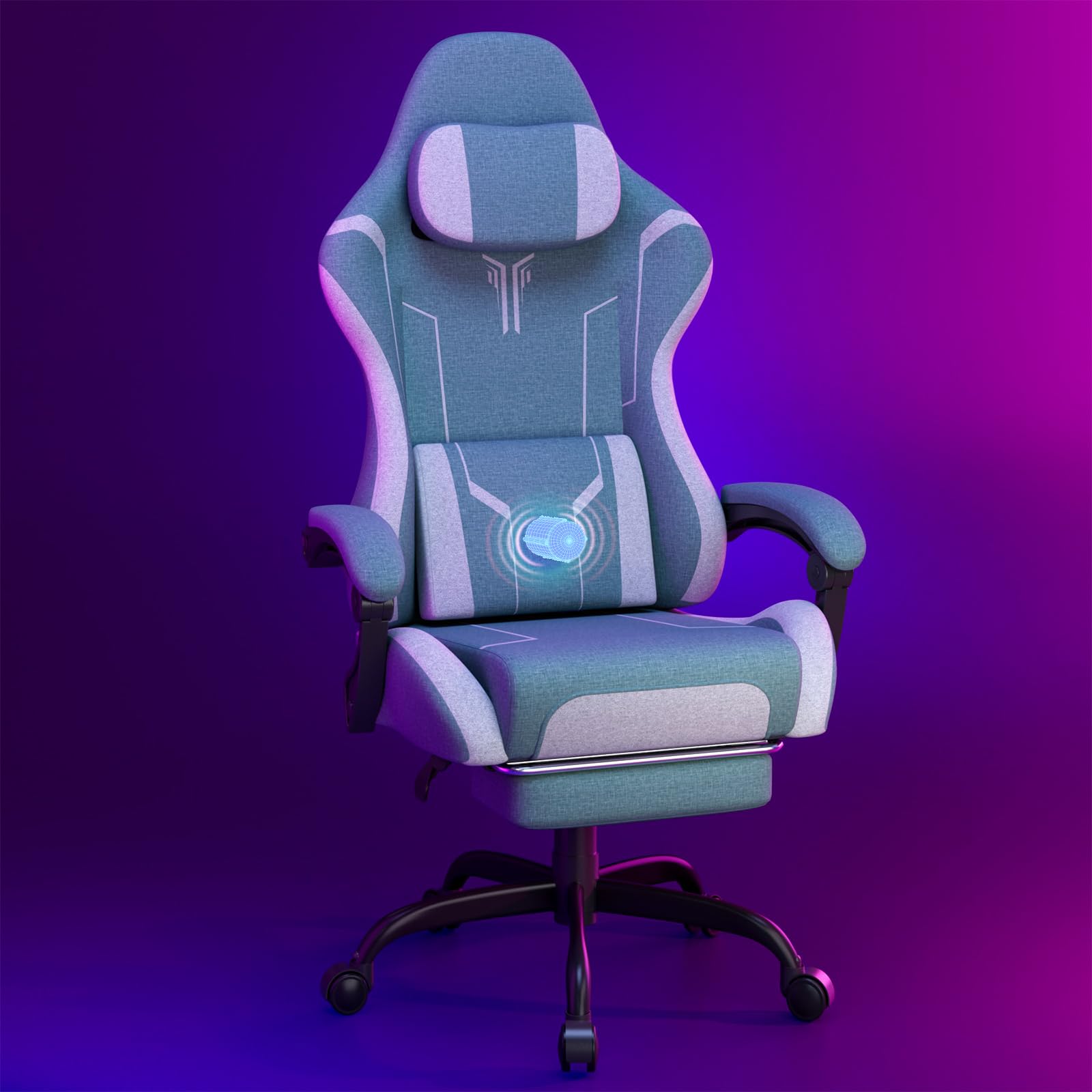 Soontrans Silla Gaming con Masaje Lumbar Silla Gamer con Reposapiés Retráctil y Cojín Sillas Gaming Respaldos Inclinables hasta 135 Grados Capacidad de Carga de 150 kg (Verde)