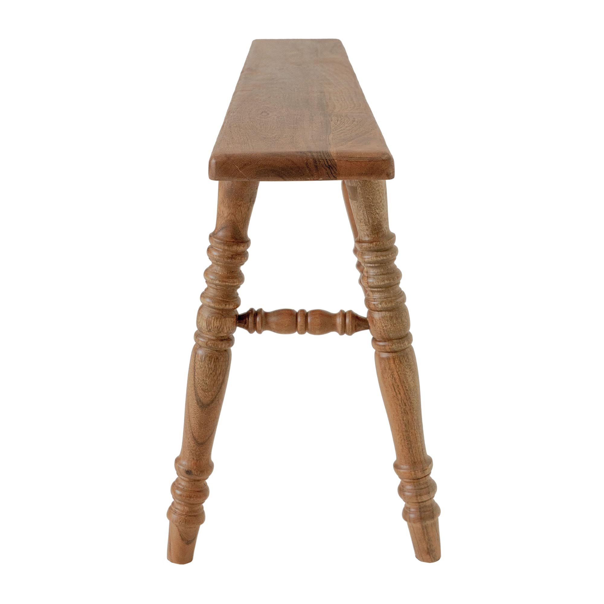 Skinny Wood Bench, Narrow Solid Wood End of Bed Bench 45 Inch | Slim entryway bench for narrow spaces, handmade acacia wood with turned legs, farmhouse bedroom or hallway seating, 250 lb