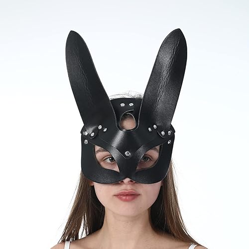Miniatura 5 de Máscaras de cuero para mujeres máscara de conejo máscara de cuero de conejo y gato máscara para fiesta de mascarada máscara de media cara para
