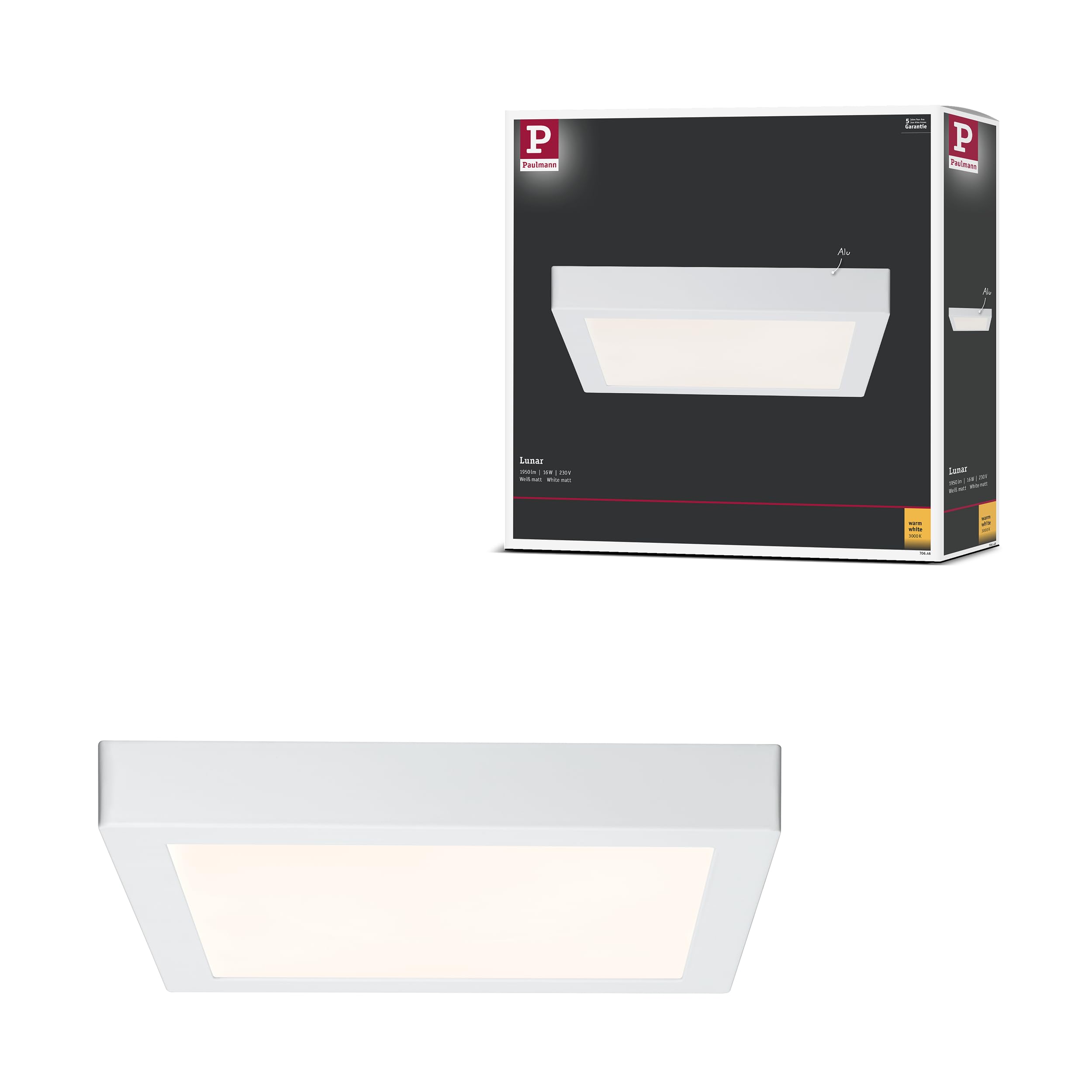 Paulmann 706.46 Lunar LED Panel 17W Warm White Matt Flat Plastic Cover