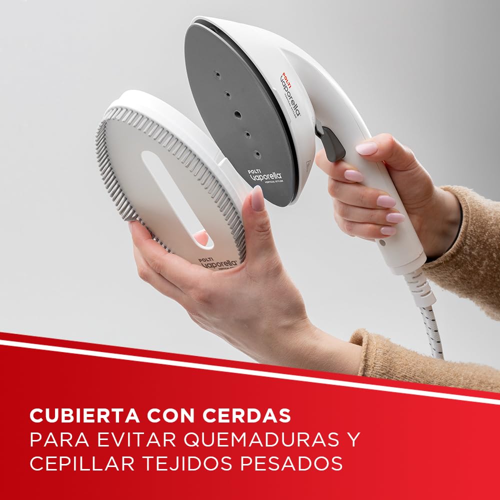 Polti Vaporella Vertical Styler GSF80R, Plancha de Vapor Vertical de Pie, Autonomía Ilimitada, Potencia de 2000 W, Calentamiento en 30 Segundos, Blanco y Rojo