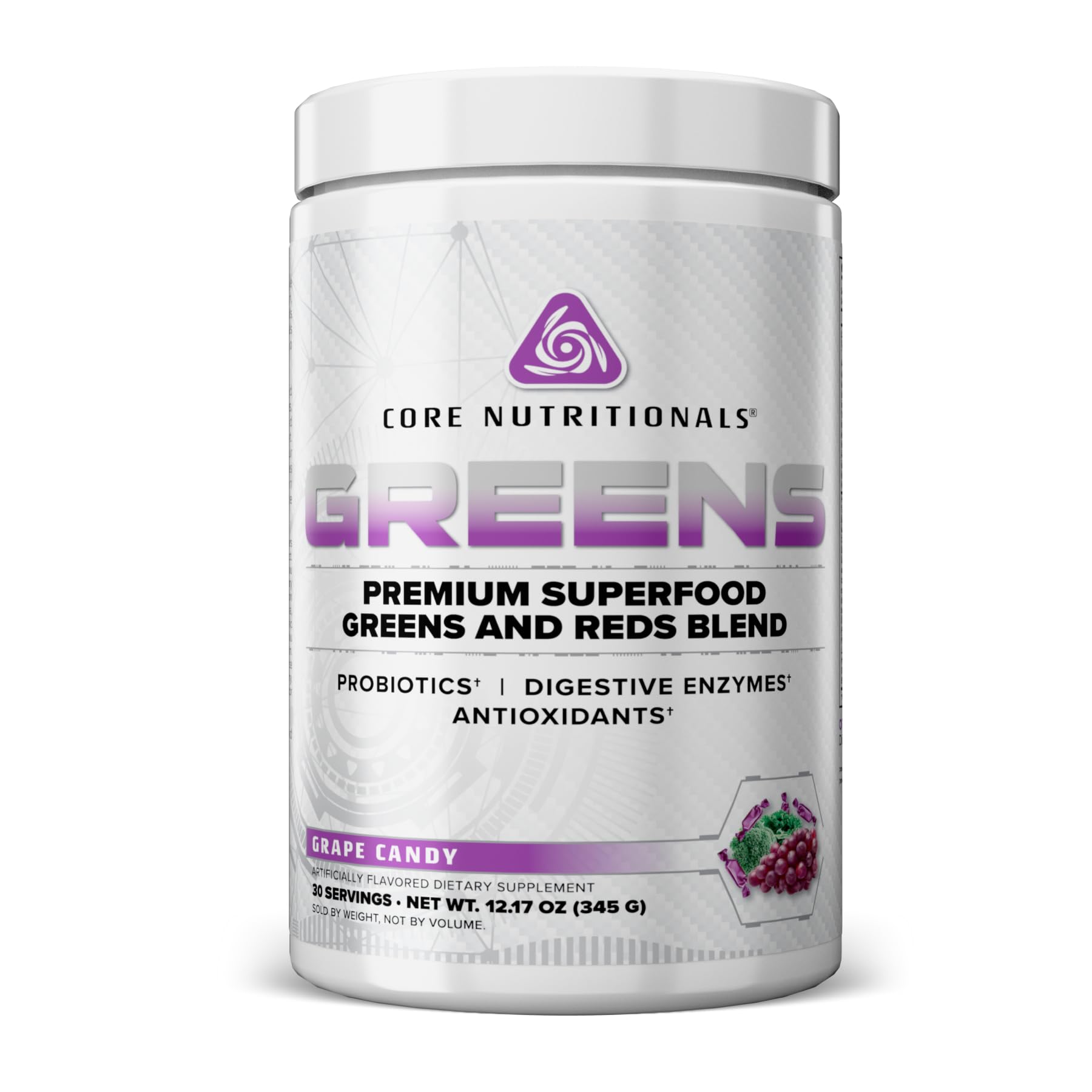 Core Nutritionals Greens, Digestive Support, Grape Candy, 30 Servings