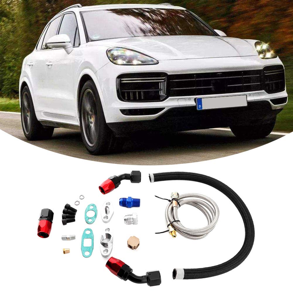 Turbo Downpipe Flansch,Turbolader Ölleitung,Turbo Ölleitung,Turbo Ölzulaufleitung Fitting Adapter Flange Kit,Turbo-Ölzulauf-Rücklaufleitung An10 Passungsadapter-Flanschsatz Für T3 T4 Gt35 T70 T66 Ölrü
