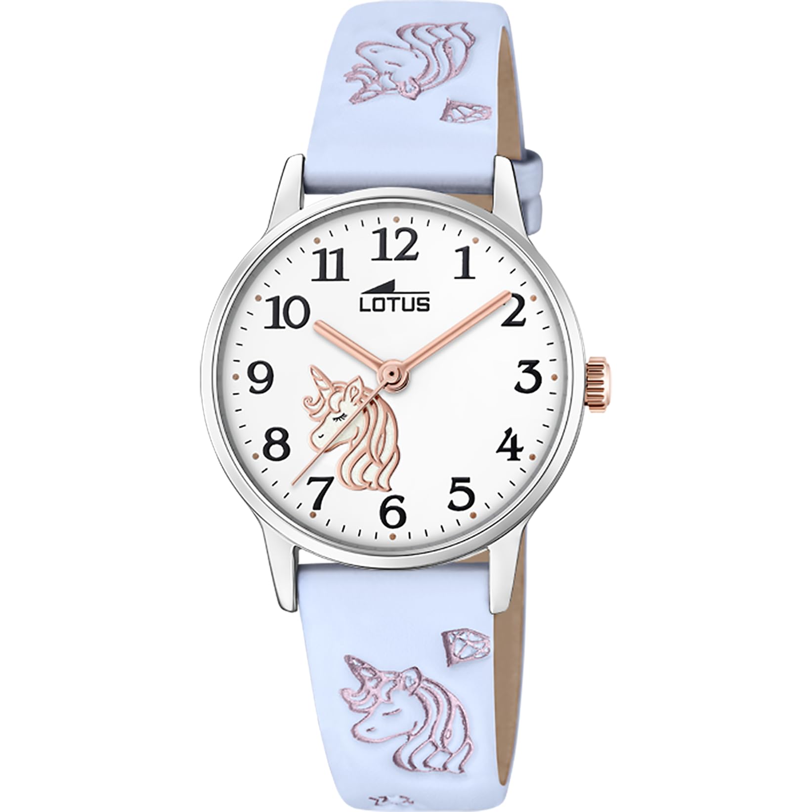 LOTUS Reloj Niña Analógico de Acero Inoxidable y Cuero Azul