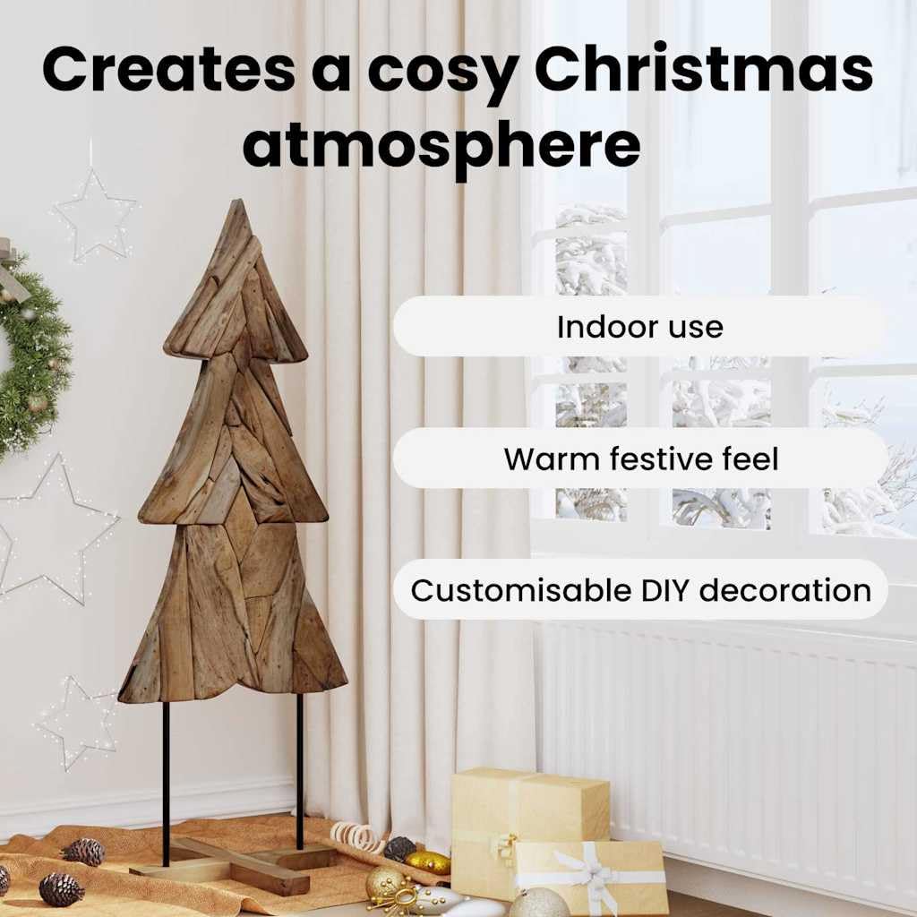 vidaXL Albero di Natale Marrone 151 cm Legno massello di Teak, Decorazione di Natale, Ornamentale in Teak Rustico, Elegante Centro Tavola per Feste, Albero in Salotto