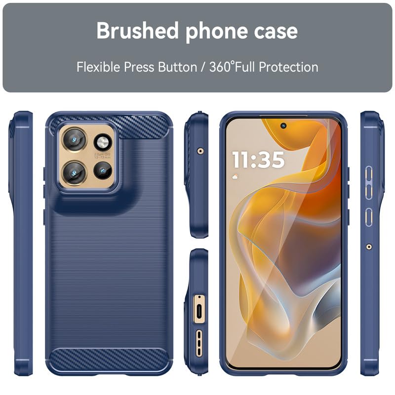 Image of Hybrid Carbon Fiber Back Case for Moto Edge 50 Neo (Blue)