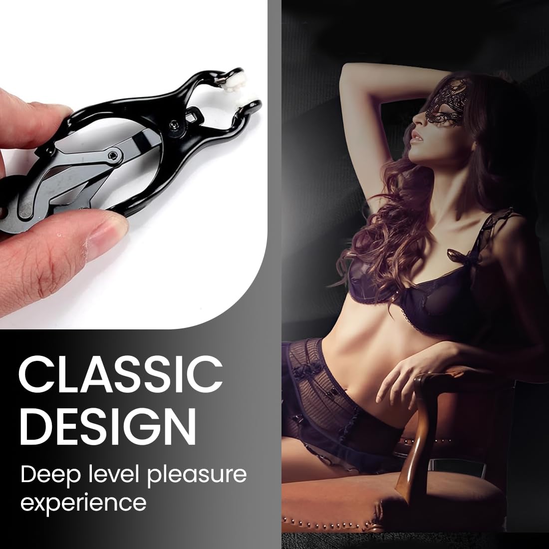 Pinze Capezzoli,Giocattoli Intensi per Capezzoli per Uomini e Donne,Sex Toys,Regali per Coppie (Nero)