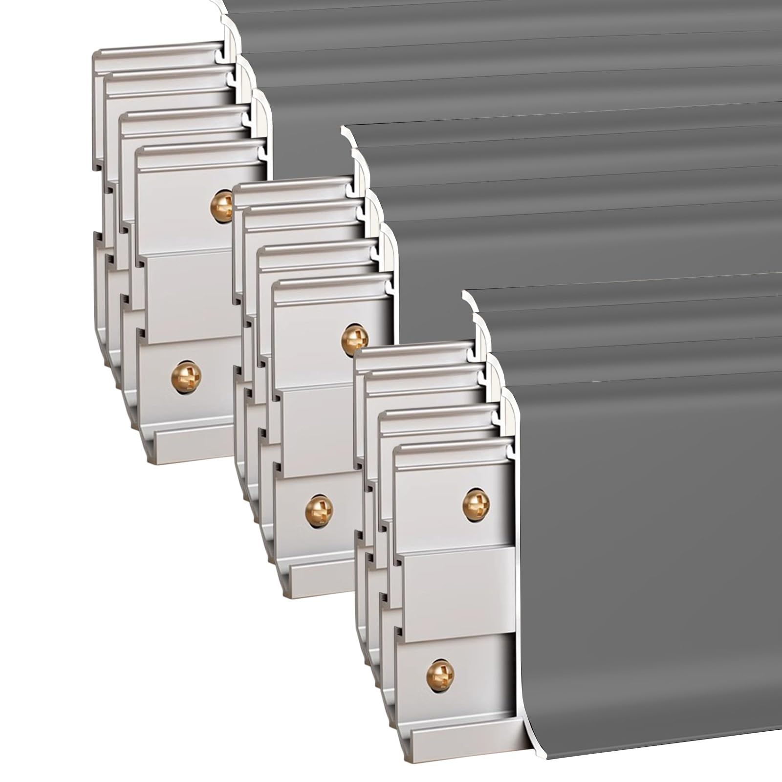 Rodapie 16 piezas de molduras de pared de aluminio, 1.5/2.4/3.2 pulgadas de altura × 4.1 pies de longitud total 65.6 pies de cubierta de rodapié, base de pared de arco redondo de metal(Gray 16pcs,H 7c
