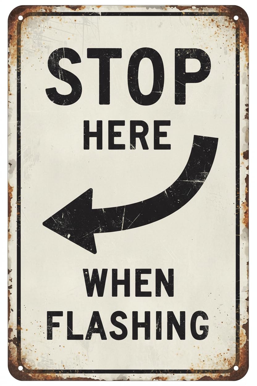 Wall Decor R8-10a Stop Here When Flashing - Traffic Railroad And Light Rail Crossing Sign Metal Sign 8x12Inch Clear Signage For S, Fences Vintage Signs Aluminum Plates Printed