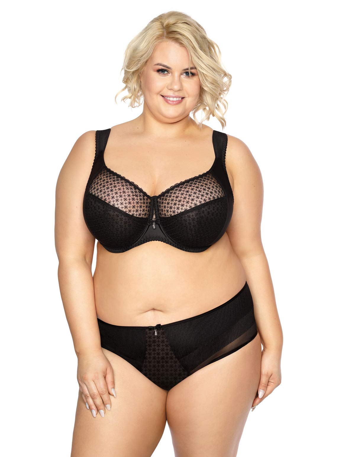 Gaia Reggiseno Non Imbottito Classico con Ricami 874M Samira Maxi, Nero,9D