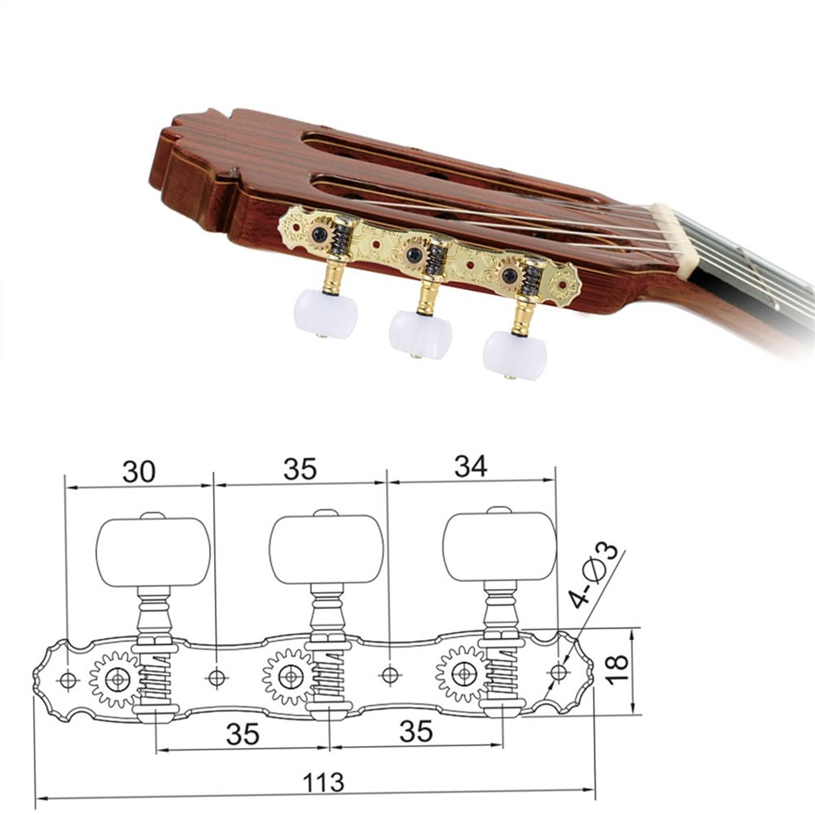 Meccaniche Per Chitarra Classica Andoer - Set Da 2 Corde Dorate Con Accordatori - Foto 10