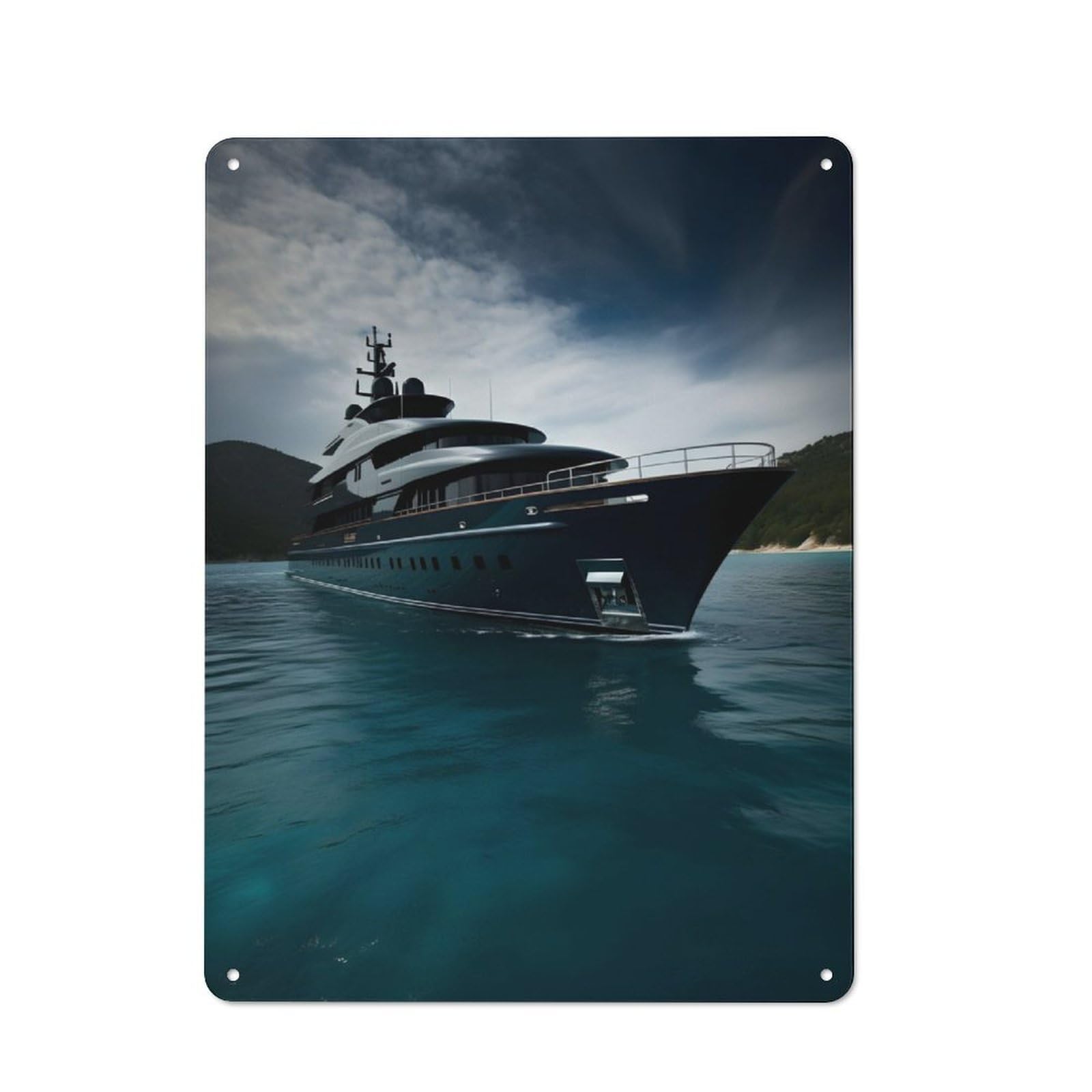 Junmoney Black Yacht Rustic Tin Sign 40X30cm Featuring For Bar Or Restaurant, A Housewarming Gift For Bar Decor Enthusiasts
