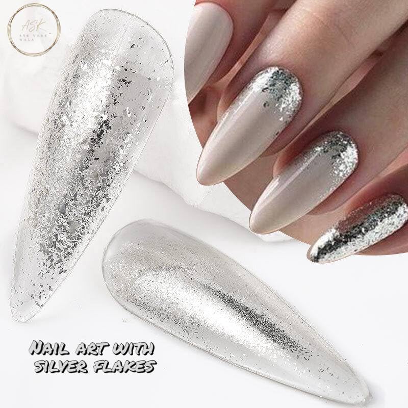 2 Bottles Silver Foil Flakes Gilding Flakes Imitation for Nails Painting Arts Crafts Resin Jewelry Making Decoration (15g/Bottle) (Pack of 2) 3