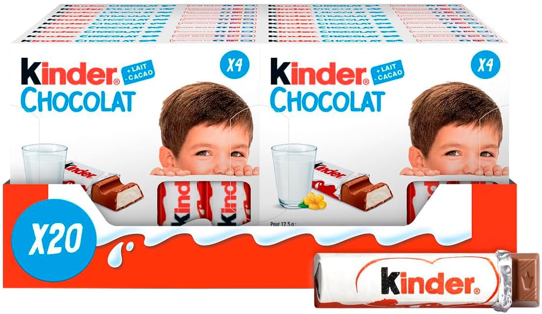 Kinder Chocolate Small Bars, Pack of 20 x 50g